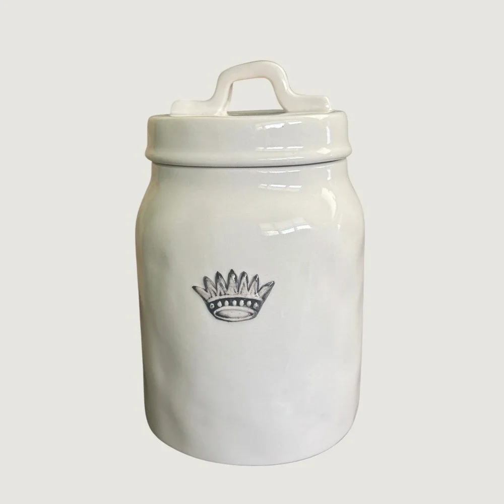 Rae Dunn Artisan Collection Crown Have A Royal Day Small Canister